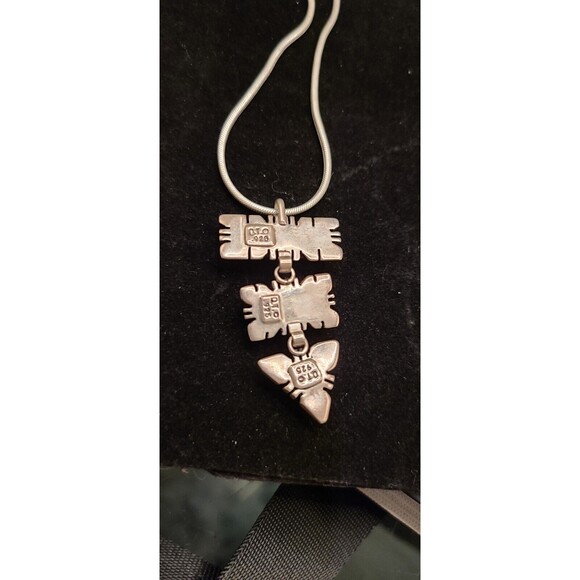 QT Sterling Silver Navajo Style Turquoise Necklace 17" 925 - Picture 2 of 4